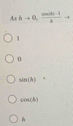 Ashto 0, (cos (h)-1)/h 
1
0
sin (h)
cos (h)
h