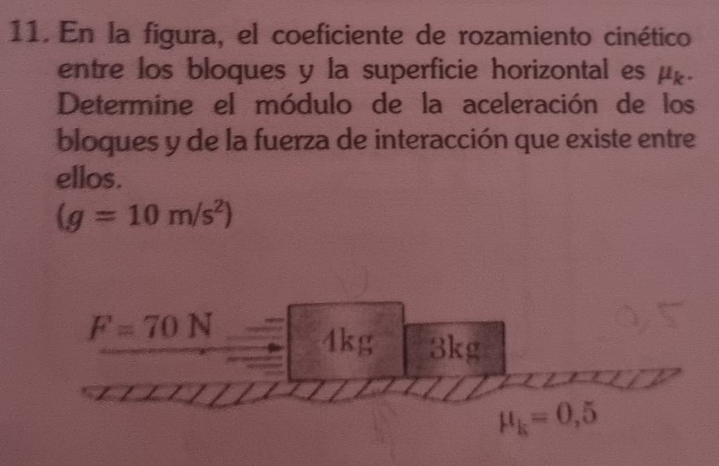 Resuelto:En la figura, el coeficiente de rozamiento cinético entre los ...
