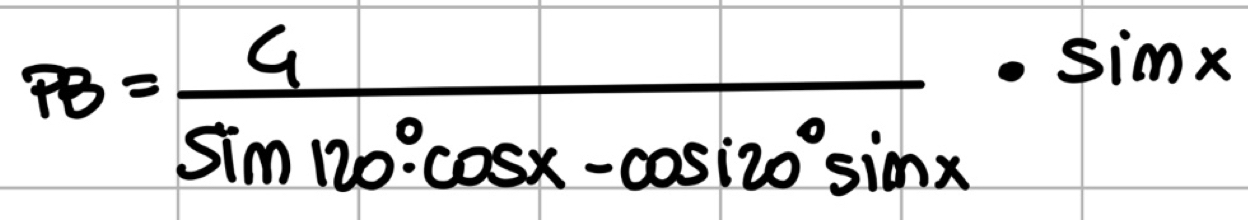 Risolto:PB= 4/sin 120°· cos x-cos 120°sin x · sin x