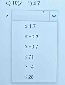 10(x-1)≤ 7
x