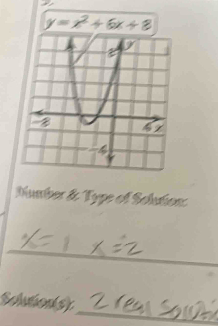 y=x^2+6x+8
Mumber & Type of Schtion: 
_ 
_ 
I Usion