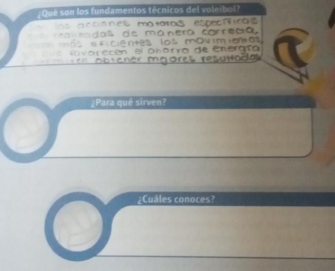 ¿Qué son los fundamentos técnicos del voleibol? 
o 

movin 

o o r ed en elohorro de én 
¿Para qué sirven? 
¿Cuáles conoces?