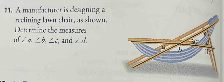 Solved: A manufacturer is designing a reclining lawn chair, as shown ...