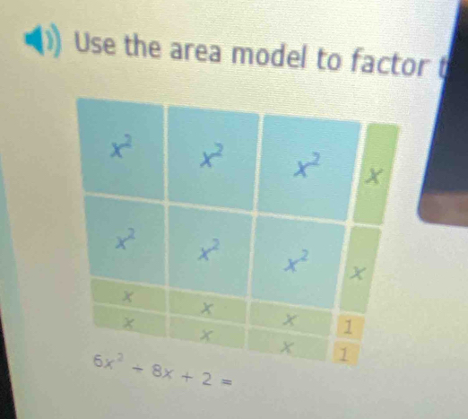 Use the area model to factor t