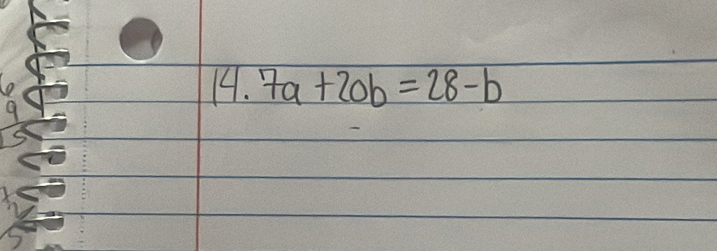 14.7a+20b=28-b