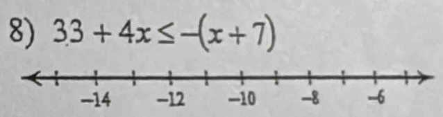 3.3+4x≤ -(x+7)