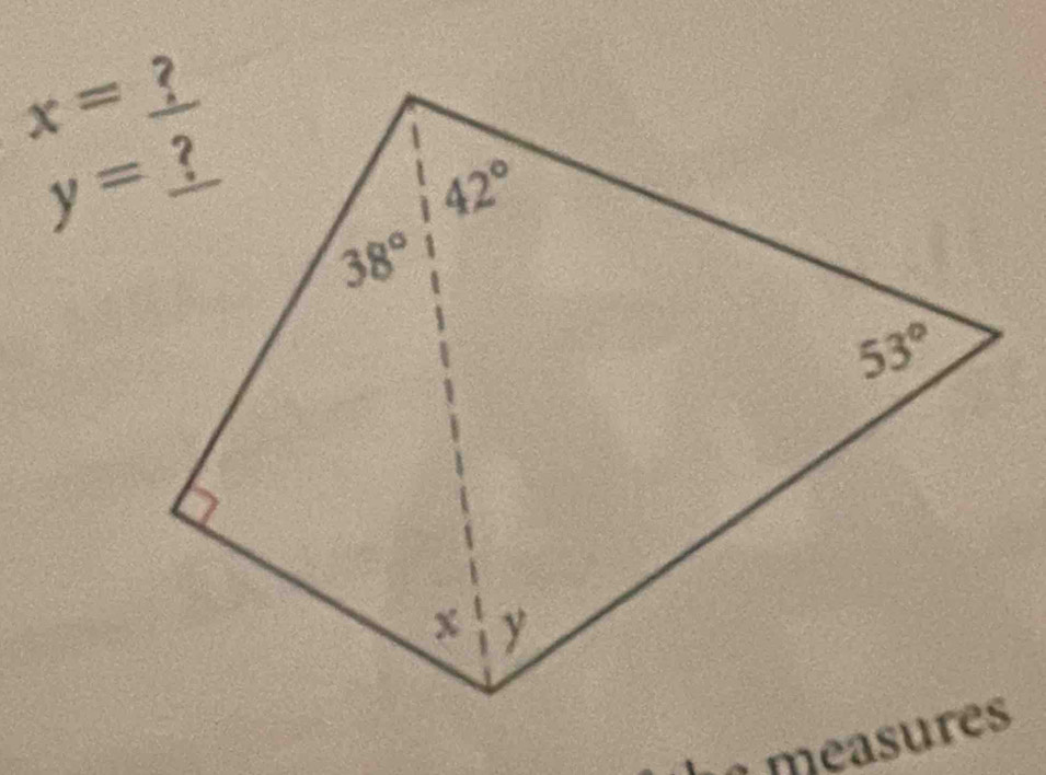 x=
y=
a  measures