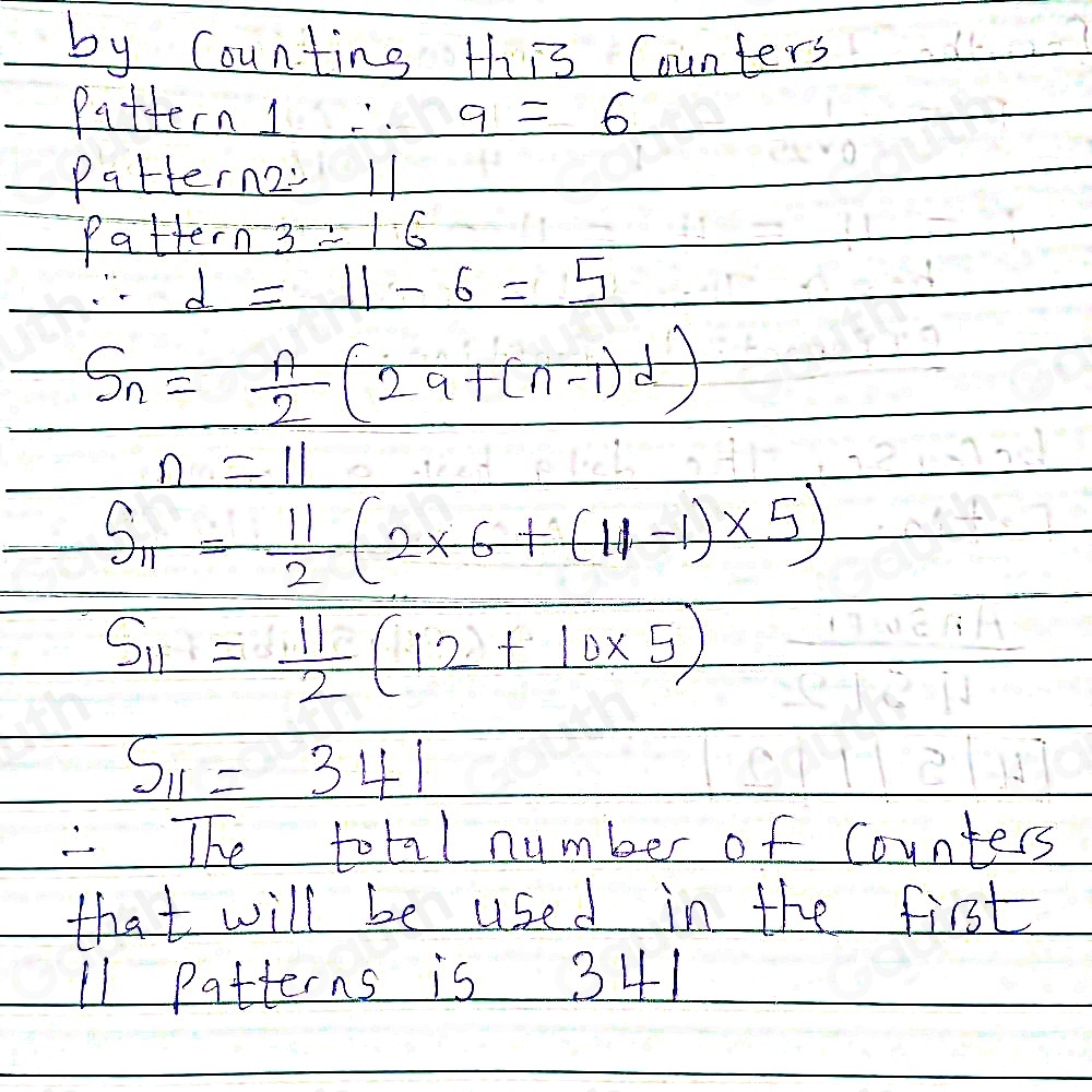 تم الحل:A sequence of patterns is made using counters. The first three ...