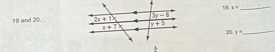 x= _
19 and 20. 
20. y= _