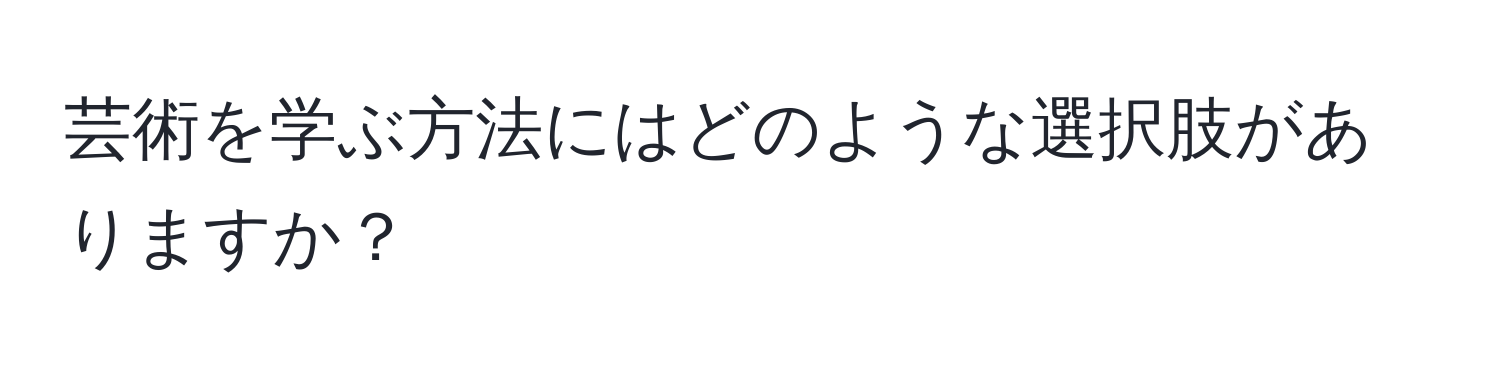 芸術を学ぶ方法にはどのような選択肢がありますか？