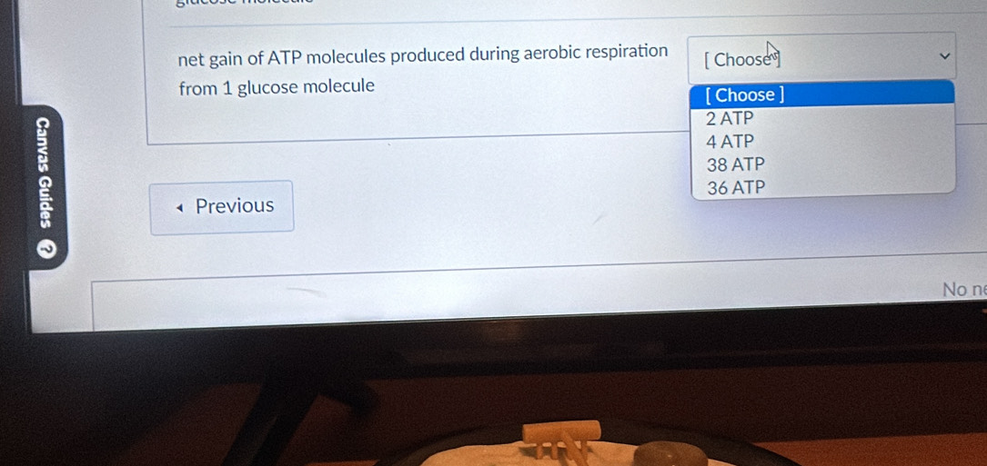 Solved: net gain of ATP molecules produced during aerobic respiration ...