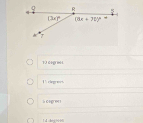 10 degrees
11 degrees
5 degrees
14 degrées