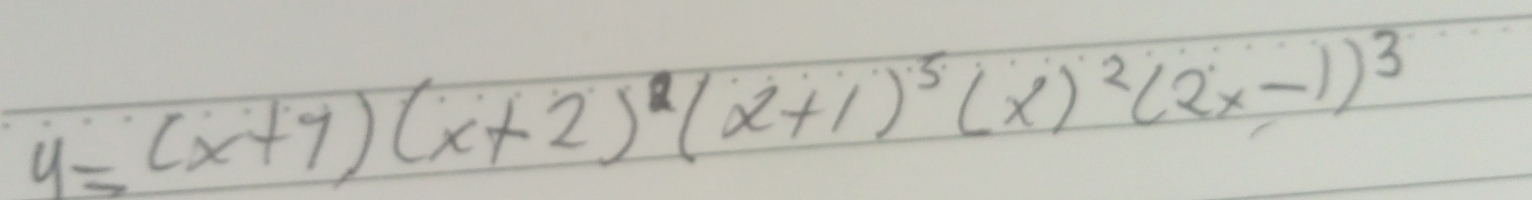 y=(x+7)(x+2)(x+1)^5(x)^2(2x-1)^3