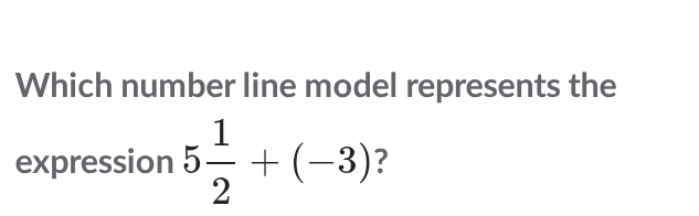 Which number line model represents the 
expression 5 1/2 +(-3)