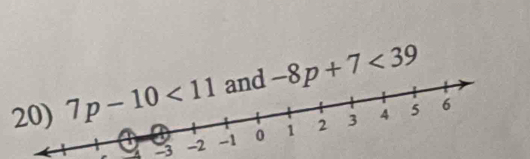 7p-10<11</tex> -8p+7<39</tex>
-3