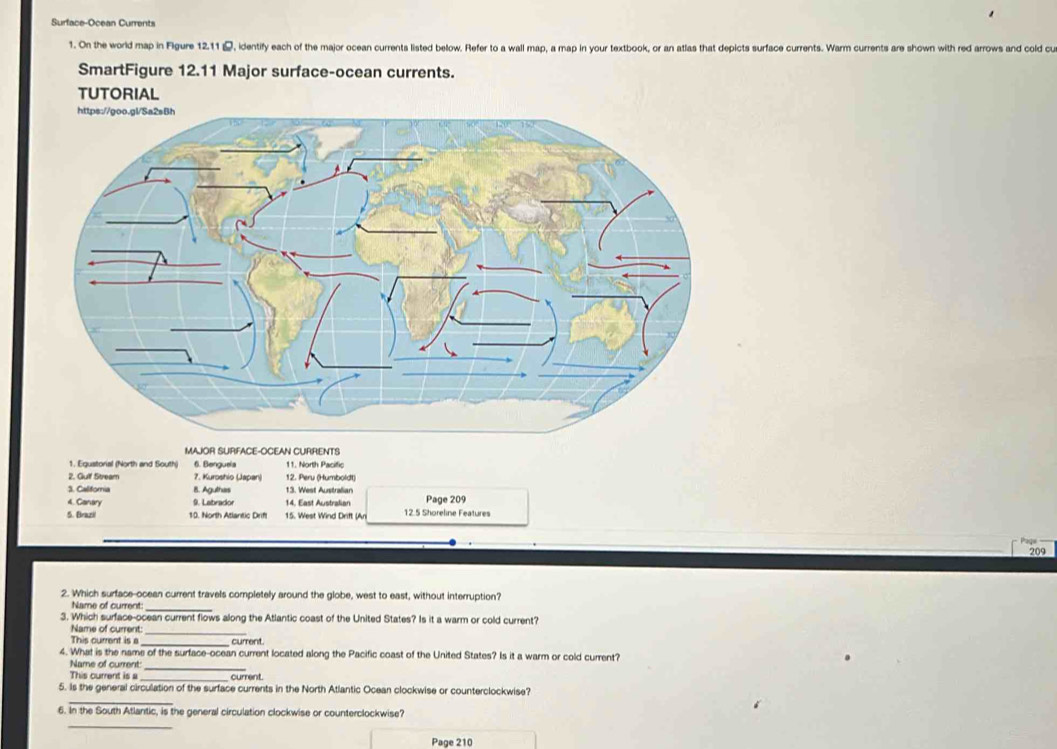 Solved: Surface-Ocean Currents 1. On the world map in Figure 12.11 Ω ...