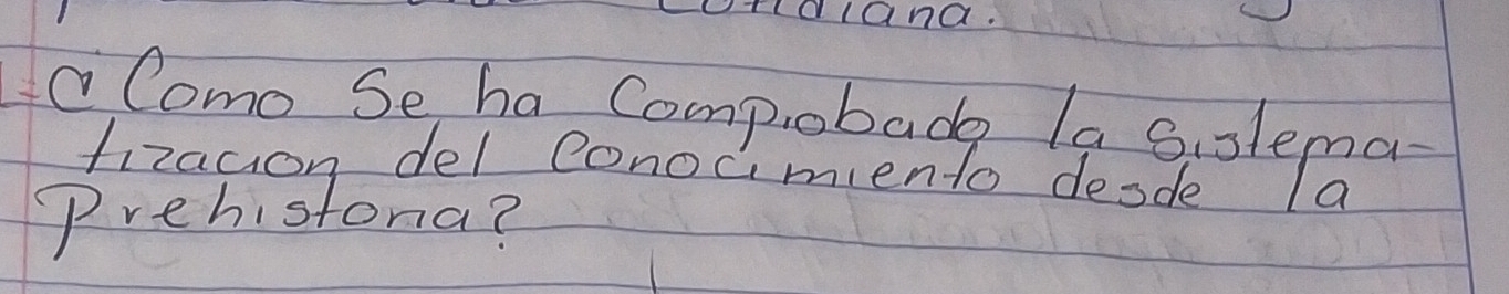ldland. 
cComo Se ha Compobadg la Si slema 
fizacion del conocimiento desde Ia 
Prehistona?