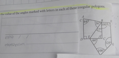 the value of the angles marked with letters in each of these irregular polygons,
_
_C
_
imm: / /
_
σ6c62jc1mD; 
_