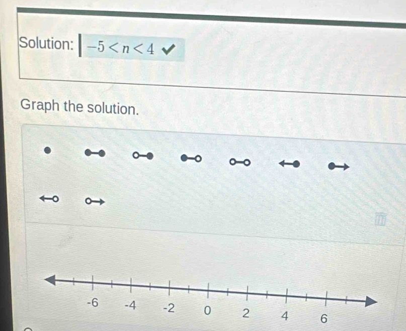 Solution: -5
Graph the solution. 
。 
。 。