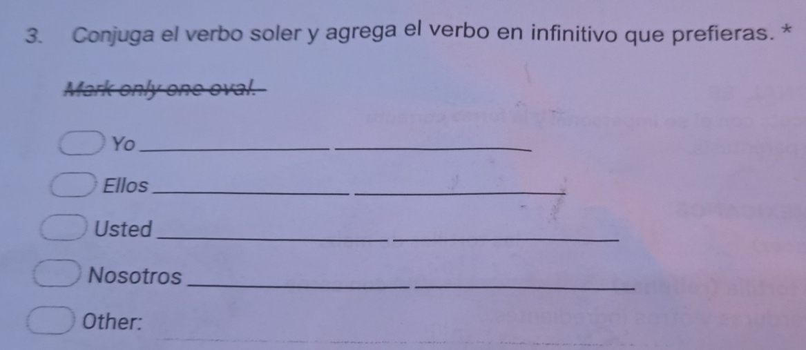 Solved: Conjuga el verbo soler y agrega el verbo en infinitivo que ...