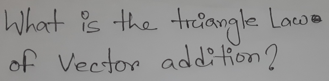 What is the traangle. Laco 
of Vector addition?