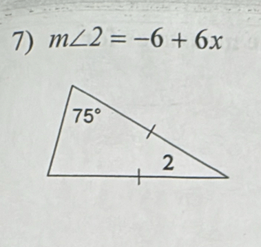 m∠ 2=-6+6x