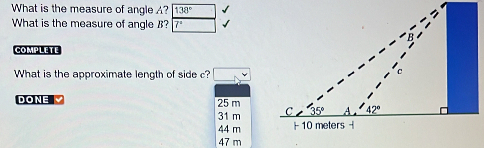 Solved: What is the measure of angle A? 138° What is the measure of ...