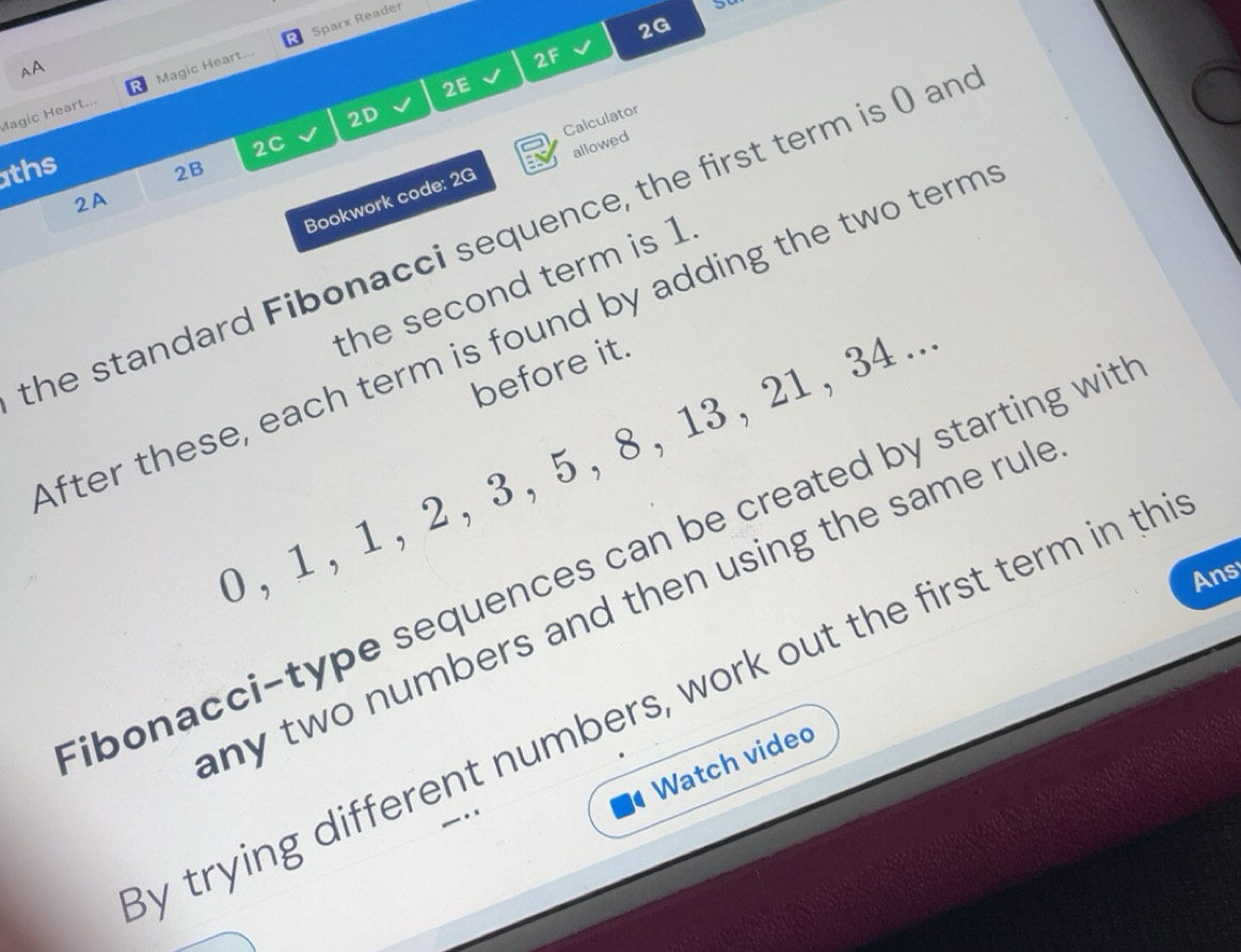 Solved: Sparx Reader 50 2G AA 2F 2E Magic Heart... Magic Heart... 2D ...