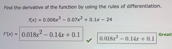 Resuelto:Find the derivative of the function by using the rules of ...