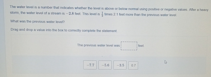 Solved: The water level is a number that indicates whether the level is ...