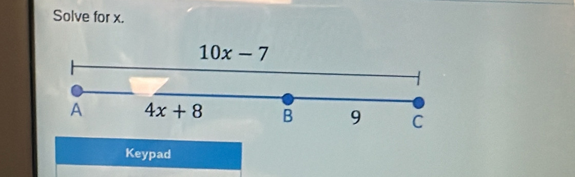 Solve for x.
Keypad