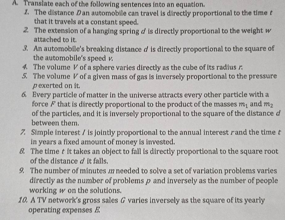 Solved: Translate each of the following sentences into an equation. Z ...