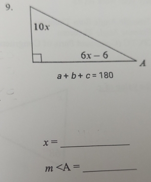 a+b+c=180
x= _
m _