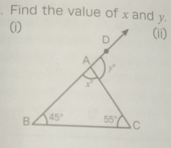 Find the value of x and y.
(ii)