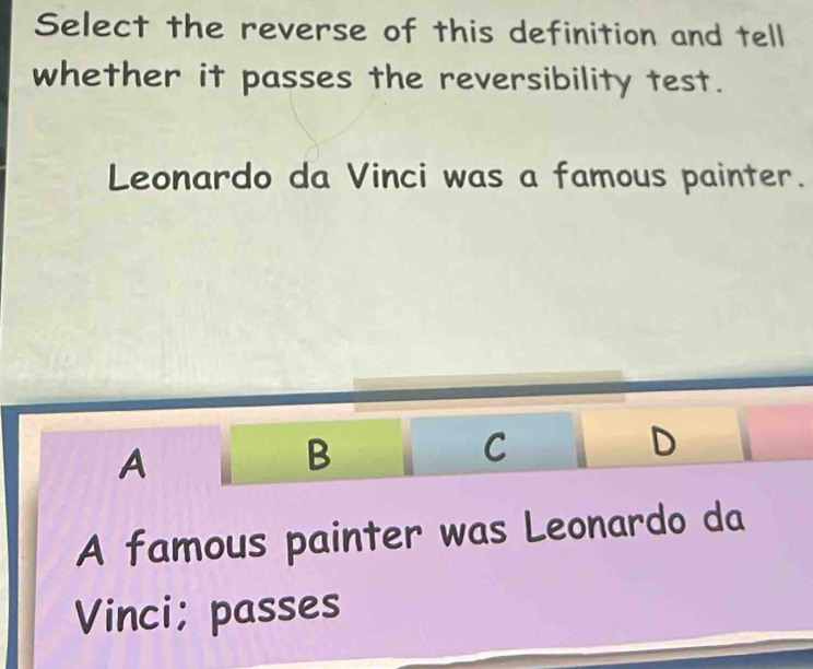 Solved: Select the reverse of this definition and tell whether it ...