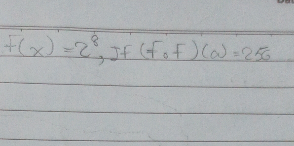 F(x)=2^8 , If (Fcirc F)(a)=256