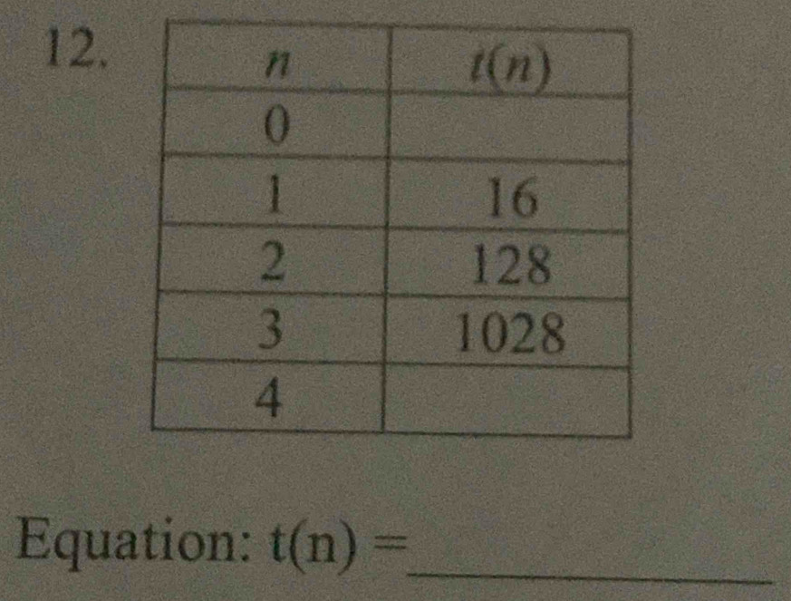 Equation: t(n)= _