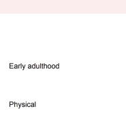 Early adulthood 
Physical