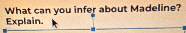 What can you infer about Madeline? 
Explain.