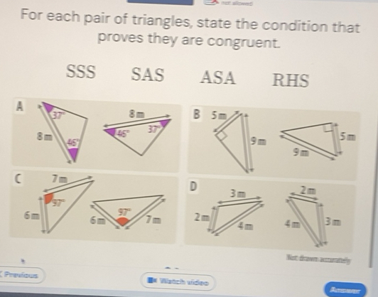 Solved: For each pair of triangles, state the condition that proves ...