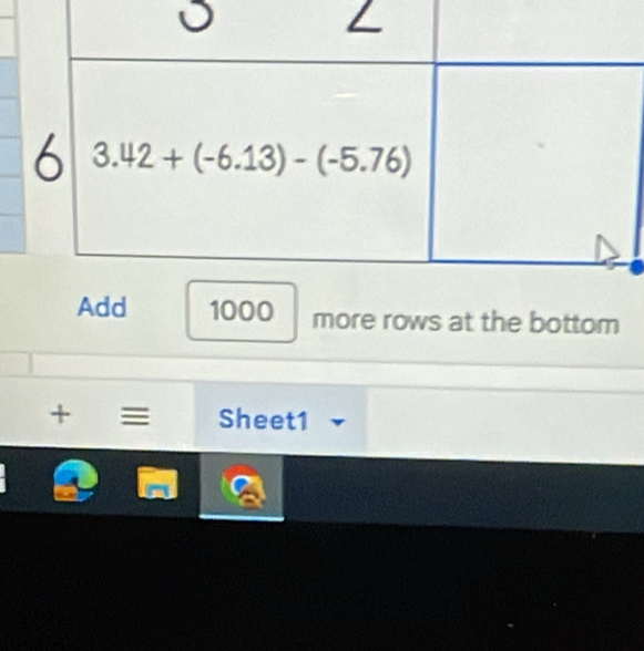 1000 more rows at the bottom° ≡ Sheet1