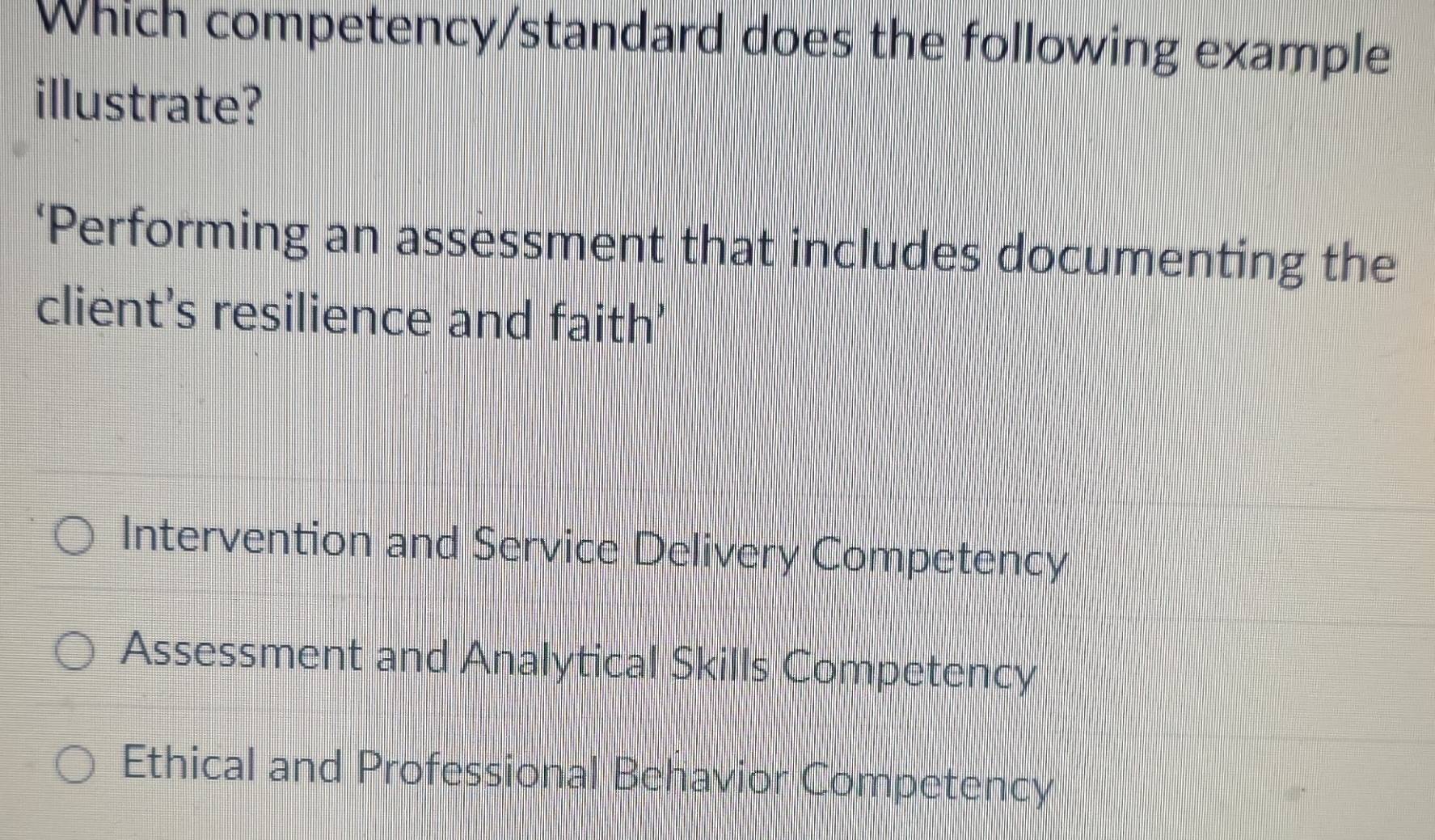 Solved: Which competency/standard does the following example illustrate ...