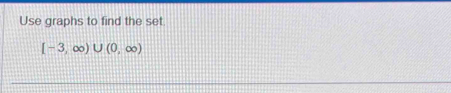 Use graphs to find the set
[-3,∈fty )∪ (0,∈fty )