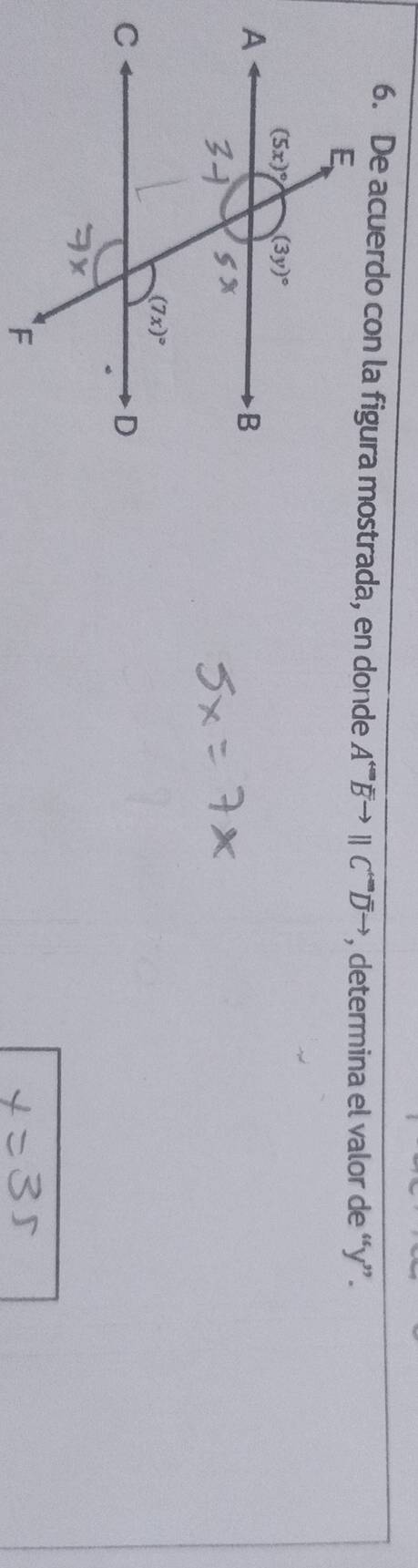 A^(rightarrow)overline Bto parallel C^(rightarrow)overline Dto , determina el valor de “y”.