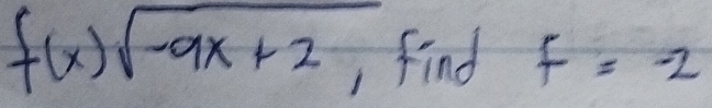 f(x)sqrt(-9x+2,) find f=-2