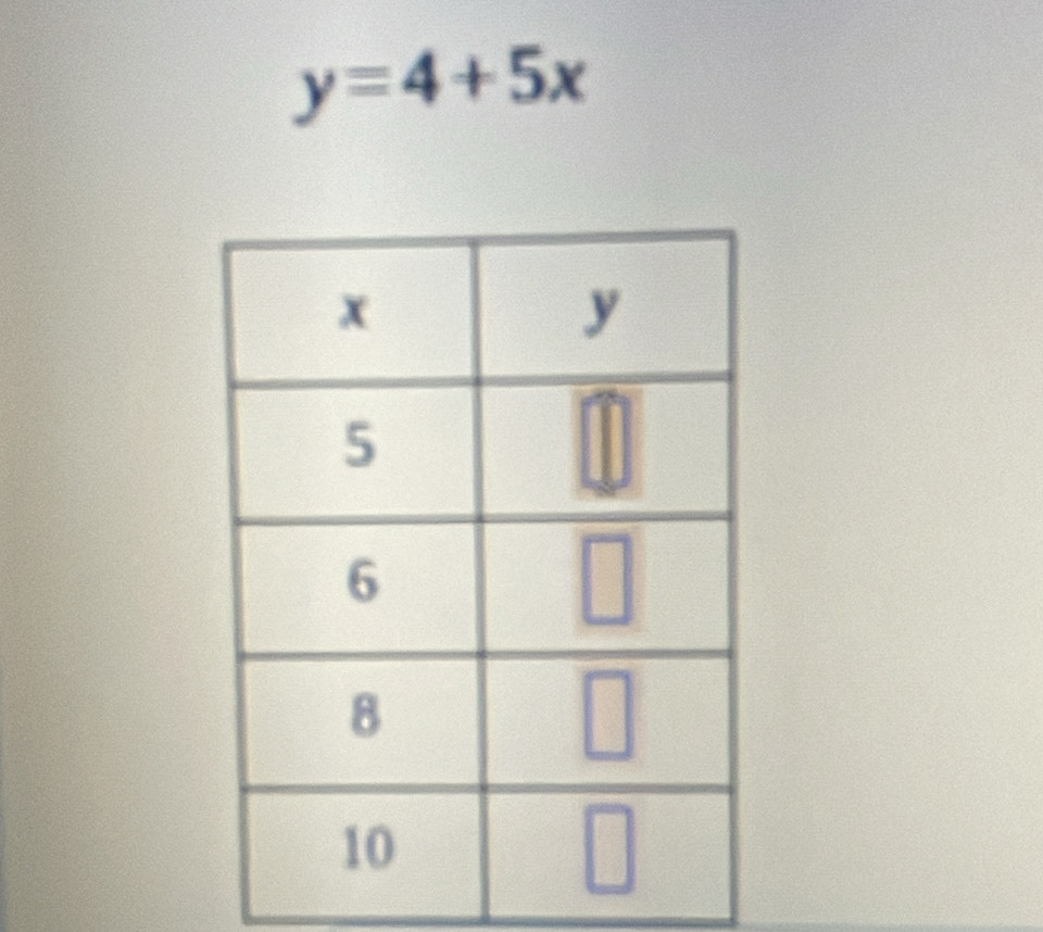 y=4+5x