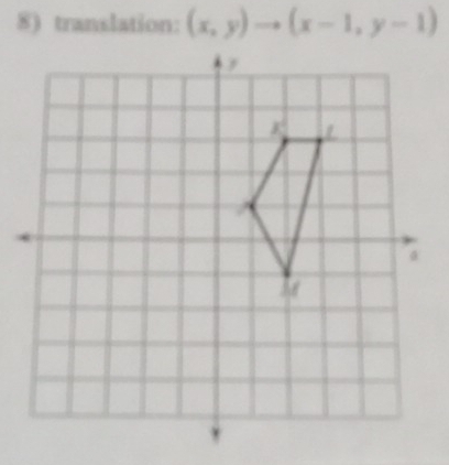 translation: (x,y)to (x-1,y-1)