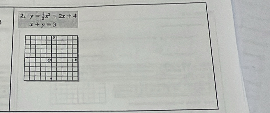 y= 1/2 x^2-2x+4
x+y=3