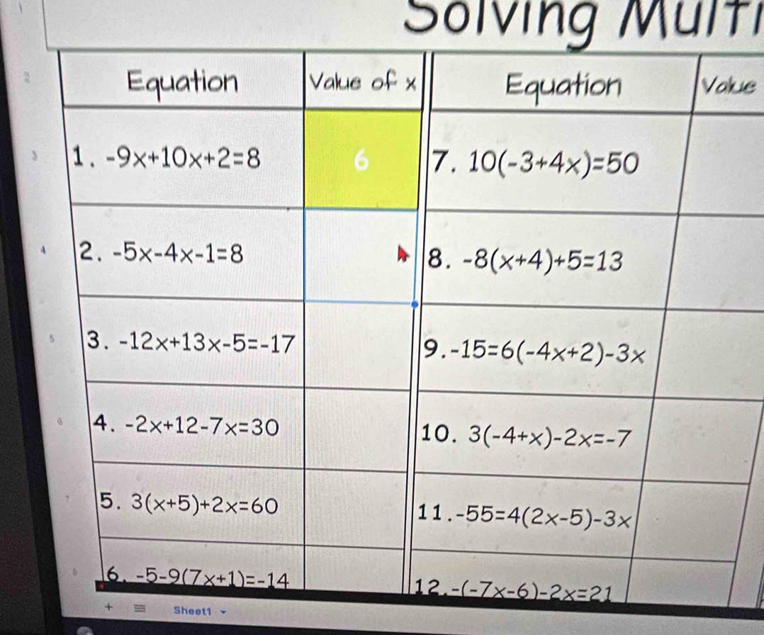 Solving Multi
ue
+ = Sheet1