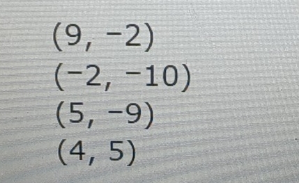 (9,-2)
(-2,-10)
(5,-9)
(4,5)